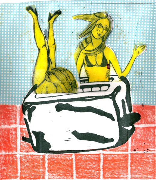 Venus emerging from toaster illustration
